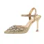 Glittrande Silver Afton Damskor 2019 Ankelband Rhinestone Paljetter 9 cm Stilettklackar Spetsiga Högklackade