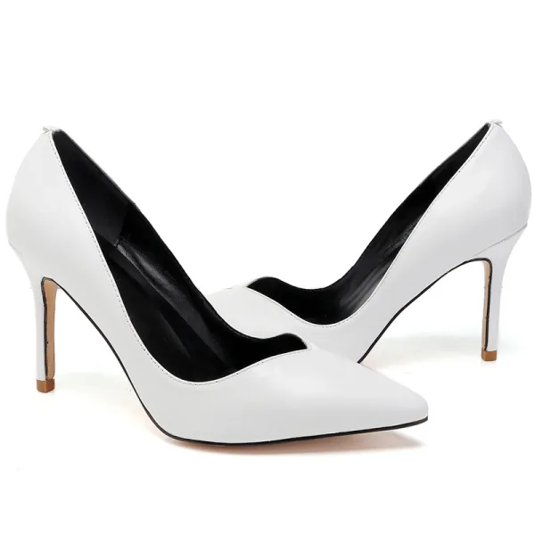 Classy Black OL Pumps 2020 Leather 8 cm Stiletto Heels Pointed Toe Pumps
