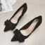 Simple Noire Désinvolte Escarpins 2020 Daim Noeud 7 cm Talons Aiguilles À Bout Pointu Escarpins