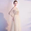 Charmant Champagne Robe De Soirée 2020 Princesse Bretelles Spaghetti Perlage Paillettes Sans Manches Dos Nu Longue Robe De Ceremonie