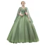 Elegant Lime Green Prom Dresses 2020 Ball Gown V-Neck Beading Rhinestone Lace Flower Short Sleeve Backless Floor-Length / Long Formal Dresses