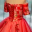 Elegant Vannmelon Quinceañera Ballkjoler 2018 Ballkjole Printing Kjæreste Ryggløse Korte Ermer Lange Formelle Kjoler