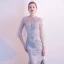 Luxury / Gorgeous Grey Evening Dresses  2020 Trumpet / Mermaid V-Neck Handmade  Beading Rhinestone Sleeveless Backless Floor-Length / Long Formal Dresses