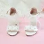 Stijlvolle Ivoor Avond Sandalen Dames 2020 Enkelband Appliques Parel Strik 7 cm Dikke Hak Peep Toe Sandalen