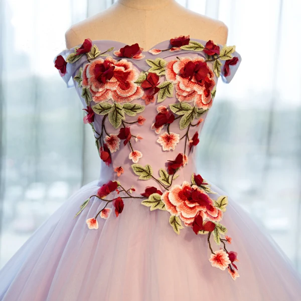 Elegant Candy Pink Quinceañera Prom Dresses 2018 Ball Gown Embroidered Appliques Strapless Backless Sleeveless Floor-Length / Long Formal Dresses