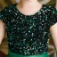 Chic / Beautiful Dark Green Sash Sequins Birthday Flower Girl Dresses Ball Gown 2021 Satin Scoop Neck Short Sleeve Floor-Length / Long