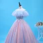 Schöne Himmelblau Rosa Quinceañera Ballkleider 2018 Ballkleid Applikationen Perlenstickerei Off Shoulder Rückenfreies Ärmellos Sweep / Pinsel Zug Festliche Kleider