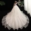 Fabuleux Ivoire Robe De Mariée 2020 Princesse Encolure Dégagée Perle Faux Diamant En Dentelle Fleur 3/4 Manches Dos Nu Cathedral Train