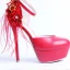 Moda Czerwone Buty Ślubne 2020 Pióro Z Paskiem Perła Rhinestone Cekiny Z Koronki Kwiat 14 cm Szpilki Okrągłe Toe Ślub Wysokie Obcasy