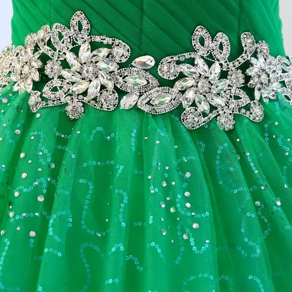 Vintage Grønn Quinceañera Ballkjoler 2018 Ballkjole Rhinestone Paljetter Kjæreste Ryggløse 1/2 Ermer Lange Formelle Kjoler