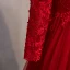 Affordable Chinese style Burgundy Evening Dresses  2020 A-Line / Princess High Neck Beading Lace Flower Long Sleeve Backless Floor-Length / Long Formal Dresses