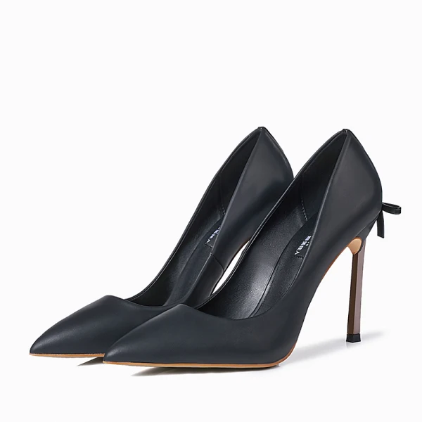 Modest / Simple Red Evening Party Pumps 2020 Leather Bow 12 cm Stiletto Heels Pointed Toe Pumps