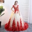 Stunning Champagne Red Prom Dresses 2018 Ball Gown Appliques Beading Scoop Neck Backless Sleeveless Chapel Train Formal Dresses