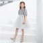 Fashion Grey Sequins Short Birthday Bow Flower Girl Dresses 2021 A-Line / Princess Scoop Neck Short Sleeve