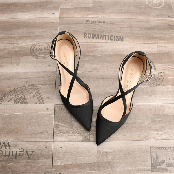Affordable Black Evening Party Womens Sandals 2020 X-Strap 10 cm Stiletto Heels Pointed Toe Heels