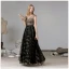 Fabulous Black Gold Evening Dresses  2020 A-Line / Princess V-Neck Sleeveless Star Lace Sequins Floor-Length / Long Evening Party Formal Dresses