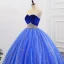 Elegant Kongeblå Quinceañera Ballkjoler 2018 Ballkjole Brodert Perle Suede Kjæreste Ryggløse Uten Ermer Lange Formelle Kjoler