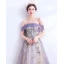 Charming Purple Prom Dresses 2020 A-Line / Princess Off-The-Shoulder Lace Flower Glitter Sequins Sleeveless Backless Floor-Length / Long Formal Dresses