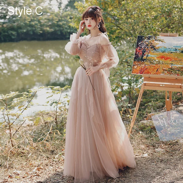 Modest / Simple Blushing Pink Wedding Party Dresses 2021 A-Line / Princess V-Neck Short Sleeve Backless Floor-Length / Long Bridesmaid Dresses