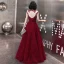 Elegant Burgundy Evening Dresses  2020 A-Line / Princess Beading Rhinestone Sequins Lace Flower High Neck Sleeveless Backless Floor-Length / Long Formal Dresses
