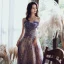 Charmant Violett Glanz Abendkleider 2020 A Linie Bandeau Perlenstickerei Pailletten Spitze Blumen Ärmellos Rückenfreies Sweep / Pinsel Zug Festliche Kleider
