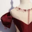 Chic / Belle Bordeaux Robe De Soirée 2020 Trompette / Sirène Encolure Dégagée Perlage Gland Cristal Faux Diamant Manches Courtes Dos Nu Train De Balayage Robe De Ceremonie