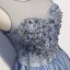 Elegant Sky Blue Evening Dresses  2020 A-Line / Princess Scoop Neck Crystal Sequins Lace Flower Sleeveless Backless Floor-Length / Long Formal Dresses