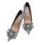 Fashion Silver Glitter Wedding Shoes 2020 Leather Rhinestone Sequins 8 cm Stiletto Heels Pointed Toe Wedding Pumps