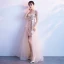 Chic / Beautiful Champagne Evening Dresses  2018 A-Line / Princess Sequins Scoop Neck Sleeveless Floor-Length / Long Formal Dresses