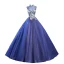 Vintage / Retro Royal Blue Prom Dresses 2020 Ball Gown High Neck Beading Rhinestone Lace Flower Sleeveless Backless Floor-Length / Long Formal Dresses