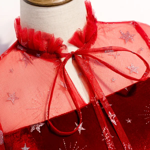 Elegante Rot Abendkleider 2020 A Linie Stehkragen Star Pailletten Schleife 3/4 Ärmel Rückenfreies Lange Festliche Kleider