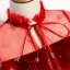 Elegante Rot Abendkleider 2020 A Linie Stehkragen Star Pailletten Schleife 3/4 Ärmel Rückenfreies Lange Festliche Kleider