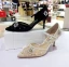 Chic / Beautiful Beige Casual Womens Shoes 2020 Leather Lace Pearl Rhinestone Buckle 5 cm Stiletto Heels Pointed Toe High Heels