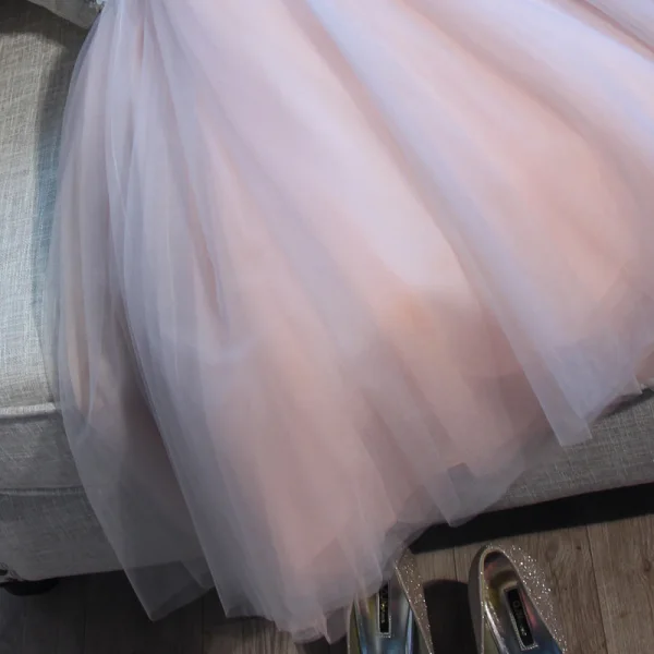 Sexy Pearl Rosa Cocktailkleider 2018 Schleife Pailletten V-Ausschnitt Ärmellos Rückenfreies Kurze Festliche Kleider