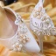 Charmant Ivory / Creme Brautschuhe 2020 Perle Strass Spitze Blumen 8 cm Stilettos Spitzschuh Hochzeit Hochhackige