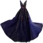 Scintillantes Bleu Marine Multi-Couleurs Paillettes Robe De Bal 2021 Princesse V-Cou Sans Manches Dos Nu Longue Robe De Ceremonie