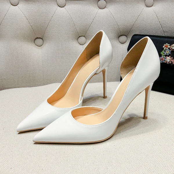 Modest / Simple Nude Office OL Womens Shoes 2020 Patent Leather 10 cm Stiletto Heels Pointed Toe High Heels
