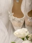 Chic Ivoire Chaussure De Mariée 2020 Cuir Fait main Perlage En Dentelle Fleur Mariage 9 cm Talons Aiguilles À Bout Pointu Escarpins