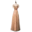 Élégant Champagne Robe De Soirée 2020 Princesse Encolure Carrée Étoile En Dentelle Paillettes Manches Courtes Dos Nu Longue Robe De Ceremonie