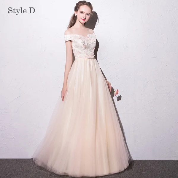 Chic / Beautiful Champagne Bridesmaid Dresses 2018 A-Line / Princess Appliques Bow Scoop Neck Backless Short Sleeve Floor-Length / Long Wedding Party Dresses