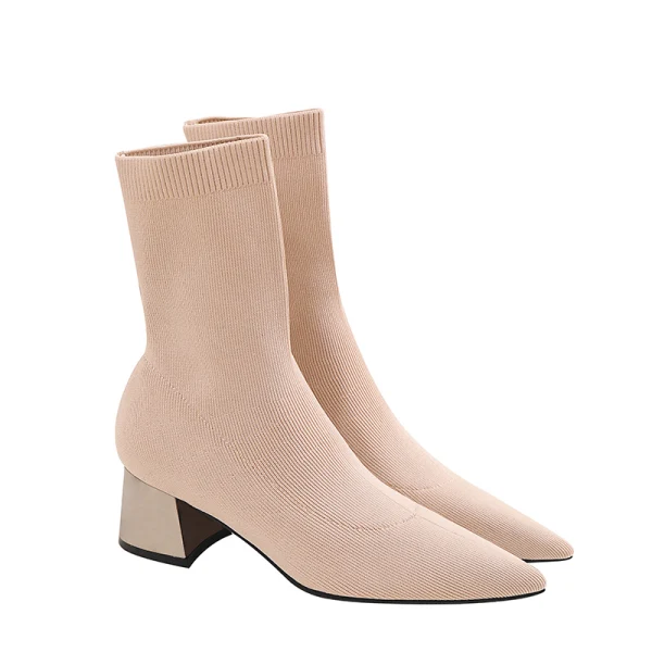 Stilig Svart Casual Flette Kvinners støvler 2020 5 cm Tykk Hæler Spisse Boots