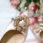Chic / Beautiful Champagne Wedding Shoes 2020 Satin Rhinestone 10 cm Stiletto Heels Pointed Toe Wedding Pumps
