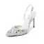 Mode Elfenben Bröllop Brudskor 2020 Ankelband Rhinestone 10 cm Stilettklackar Spetsiga Sandaler