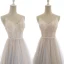 Luxe Beige Robe De Soirée 2020 Princesse Bretelles Spaghetti Perlage En Dentelle Fleur Paillettes Sans Manches Dos Nu Noeud Longue Robe De Ceremonie