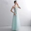 Classy Mint Green Evening Dresses  2020 A-Line / Princess Strapless Beading Lace Flower Sleeveless Backless Floor-Length / Long Formal Dresses