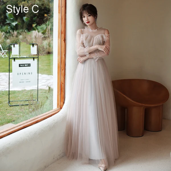 Fashion Blushing Pink Bridesmaid Dresses 2021 A-Line / Princess Scoop Neck Lace Flower Appliques 3/4 Sleeve Backless Floor-Length / Long Wedding Party Dresses