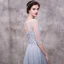 Chic / Beautiful Grey Evening Dresses  2018 A-Line / Princess Lace Flower Sash Scoop Neck Backless 3/4 Sleeve Floor-Length / Long Formal Dresses