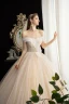 Fashion Champagne Glitter Wedding Dresses 2020 Ball Gown Off-The-Shoulder Bow Short Sleeve Backless Floor-Length / Long