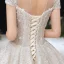 Luxury / Gorgeous Ivory 2020 Wedding Dresses Ball Gown Scoop Neck Beading Lace Pearl Rhinestone Sequins Short Sleeve Backless Court Train