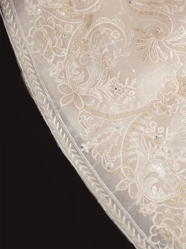 Charming Champagne Wedding Dresses 2020 Ball Gown Off-The-Shoulder Beading Rhinestone Sequins Lace Flower Short Sleeve Backless Cathedral Train